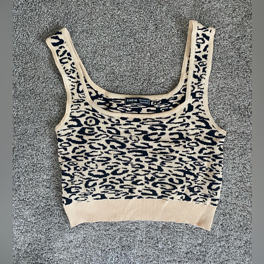 SHEIN crop cheetah tank